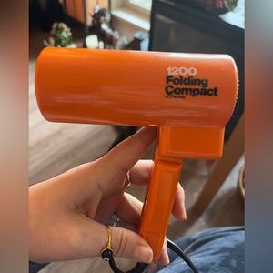 RETRO 1970’s Vintage Orange 1200 Power Compact Folding JCPenney Hair Dryer Works